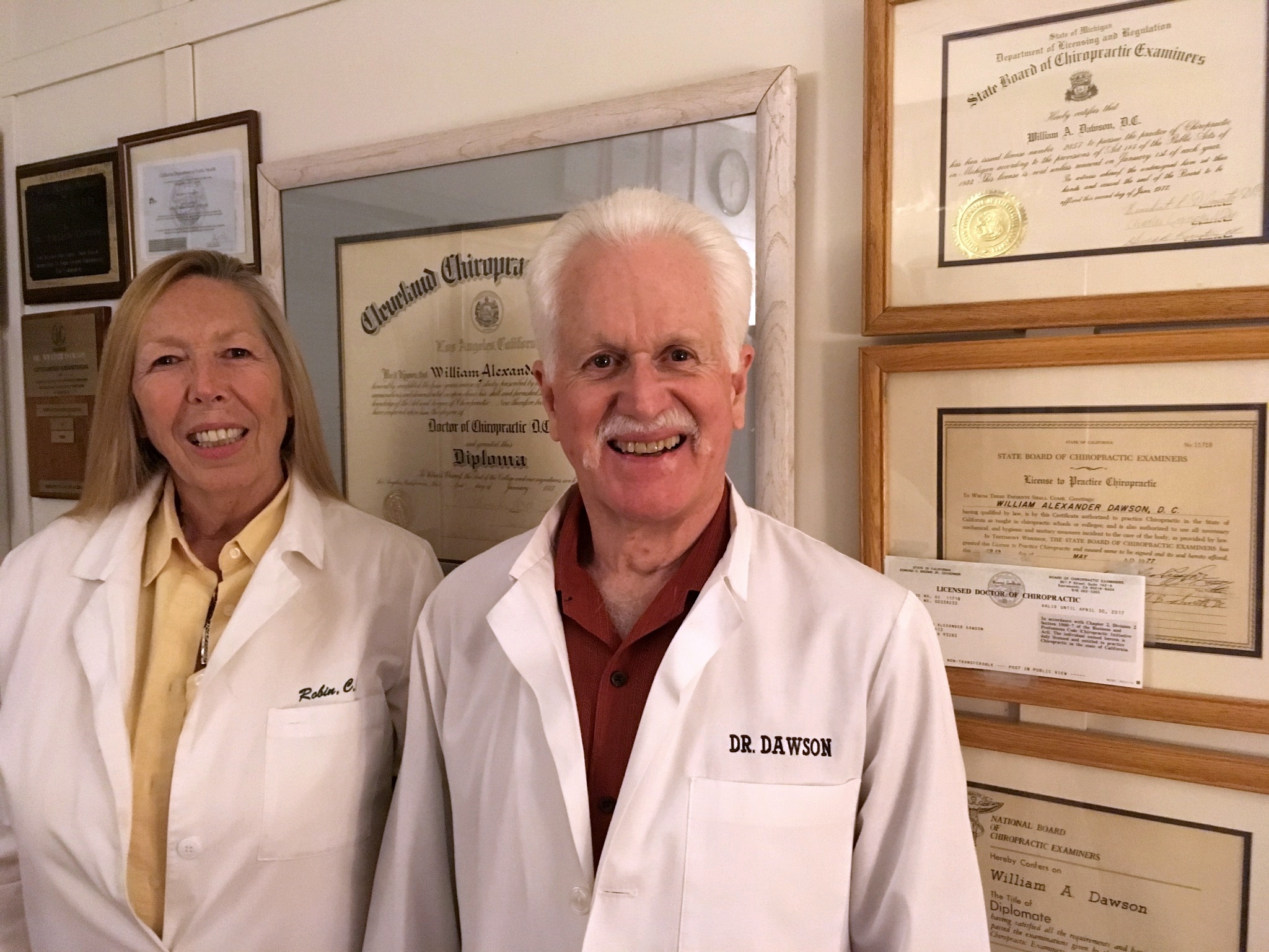 Dr. Dawson and Robin standing together at Dawson Chiropractic